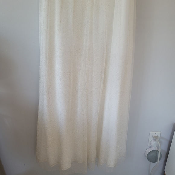 NEW CRYSTALL DOLL Gold Sparkle Glitter White Outer Mesh Sleeveless Maxi Dress - Picture 7 of 15